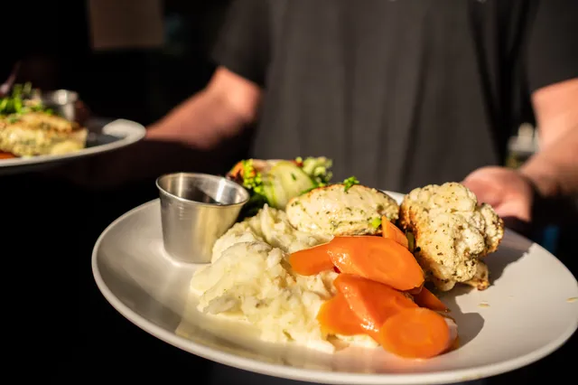 Plated dinner served at Orca Camp