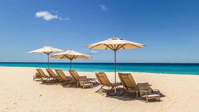 The hotel’s private beach on Long Bay