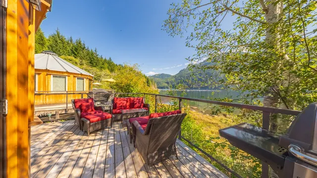 Signature yurt deck overlooking Moutcha Bay
