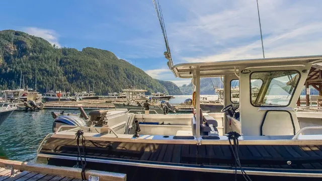 Guide boat at the dock, rigged and ready