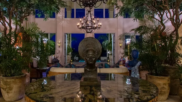 The Grand Lobby lit at night